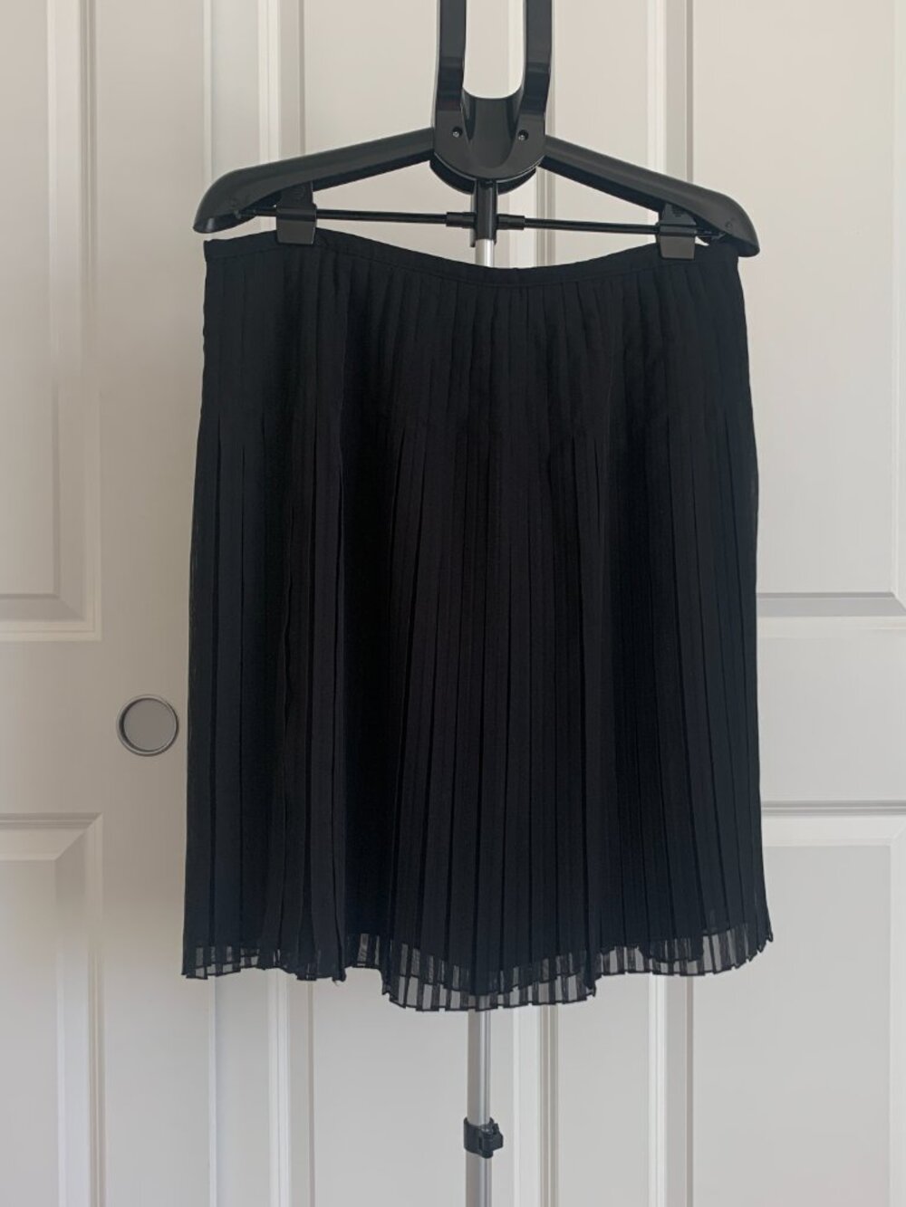 Apt. 9 Black Pleated Sheer Overlay Skirt Size 16 Chiffon Lined